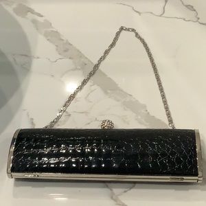 Beautiful Black faux crocodile Cache evening bag!